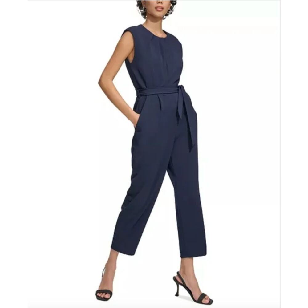 Calvin Klein Dressy Black Jumpsuit, Wide leg, Sleeveless, Women's Medium